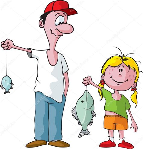 Viaje De Pesca Padre E Hija Vector Gráfico Vectorial