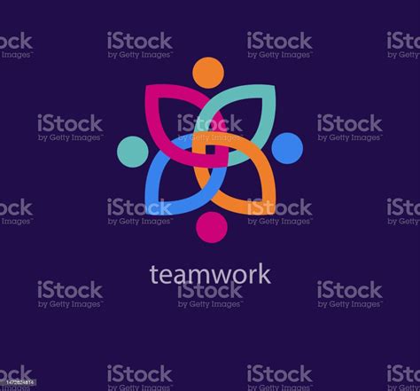 Connected Teamwork Logo Unique Color Transitions Stock Illustration