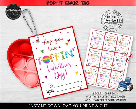 Hope You Have A Poppin Valentines Day Tag Printable Pop Etsy