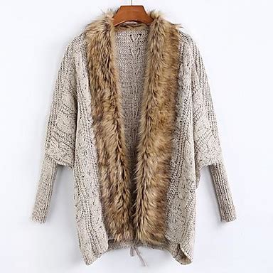 Short sleeve cardigan knit in stockinette and ribbing with a foldover shawl collar. WeiMeiJia® Women's Loose Batwin Fur Collar Knit Cardigan ...