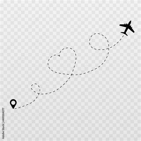 Vector Dotted Hearts Honeymoon Trip Honeymoon Airplane Dotted Tracks Dotted Lines Png Heart