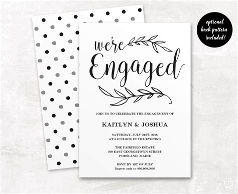 Engagement Invitation Template Printable Engagement By Vinewedding