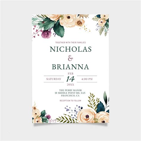 Premium Psd Floral Border Wedding Invitation Template Wedding