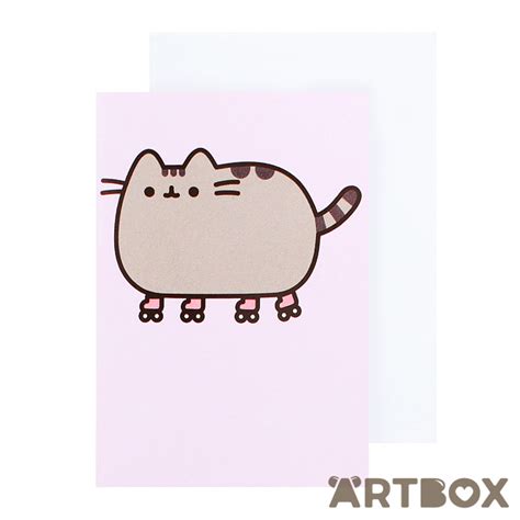 Buy Pusheen The Cat Rollerskates Mini Greeting Card At Artbox