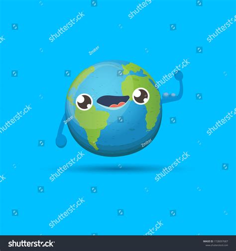 Cartoon Cute Smiling Healthy Earth Planet Stock Vector Royalty Free