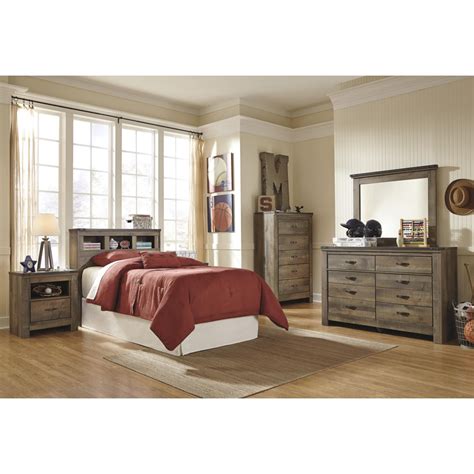 ashley signature design trinell b446 63 rustic look twin bookcase headboard with brackets dunk