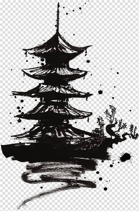 Black temple , Japan Illustration, Japan transparent background PNG