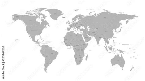 Vector Isolated Simplified World Map With States Borders Grey