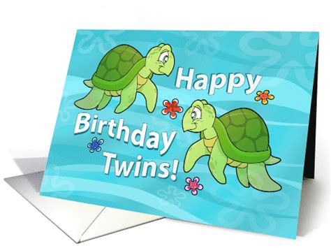 Happy Birthday Twins Two Sea Turtles Card 467701