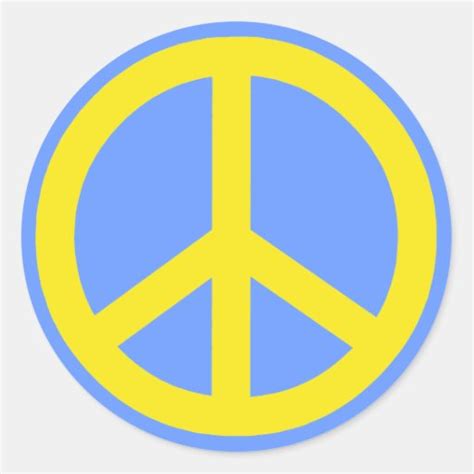 Yellow Peace Sign Classic Round Sticker Zazzle