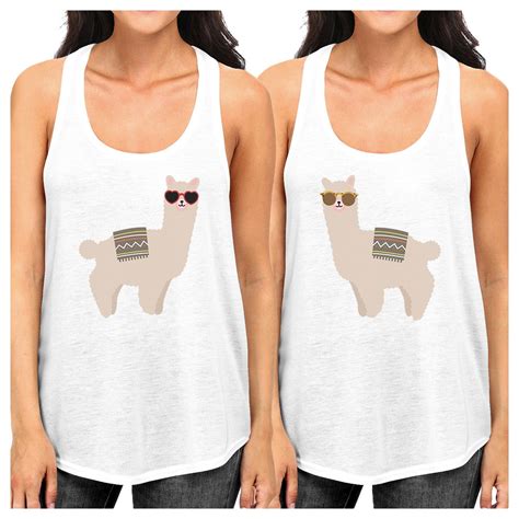 Llamas With Sunglasses Bff Matching White Tank Tops 365 In Love 365