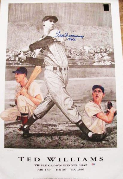 Lot Detail Ted Williams Triple Crown Signed Lithograph Psa Loa