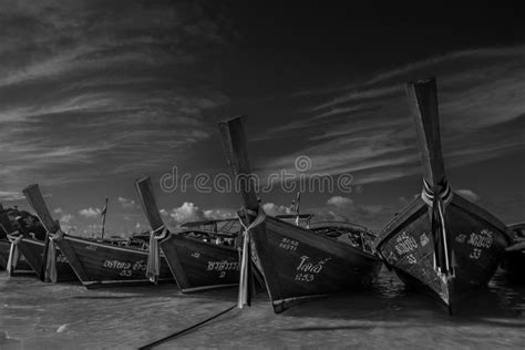 Traditional Fishing Boats On The Beach On Koh Lipe In Southern Thailand
