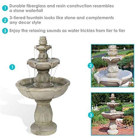 Sunnydaze Birds Delight Outdoor Water Fountain 3 Tiered Fountain