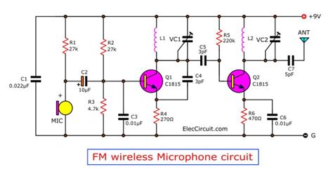 Two Transistors Fm Wireless Microphone Circuit Electronic Projects
