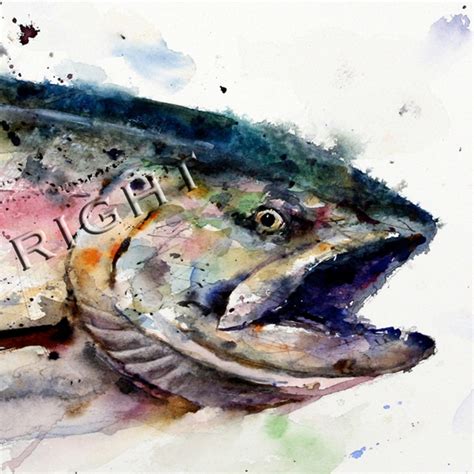 Abstract Salmon Watercolor Fish Art Print By Dean Crouser