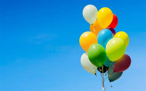 Colorful Bunch Of Helium Balloons On Background Stock Image Image Of