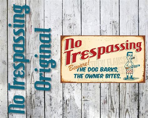Original No Trespassing Sign Best Retro 50s Funny Shotgun Etsy