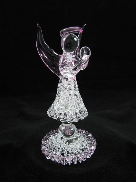 Hand Blown Glass Angel On A Lace Base Store T Of Glass