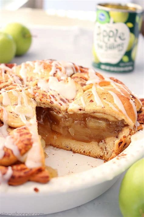 Apple pie filling can be used for so many different desserts, or you can eat it straight from the saucepan! Cinnamon Roll Apple Pie - CincyShopper