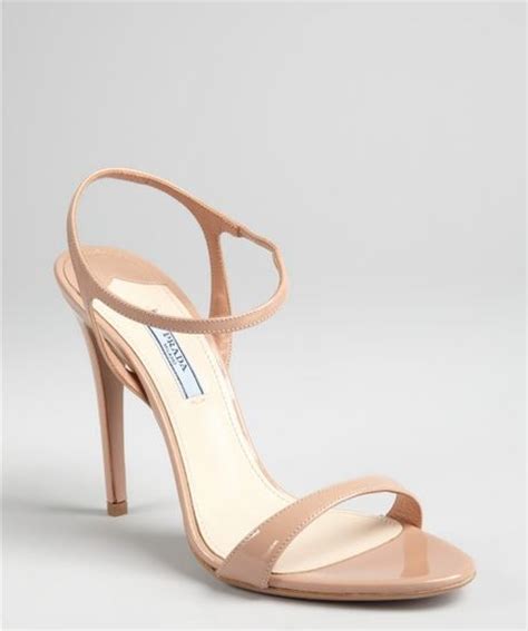 Prada Nude Patent Leather Ankle Strap Sandals In Beige Nude Lyst