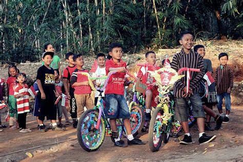 Decorated Bike Competition Kid Celebrate The Independence Day Of The