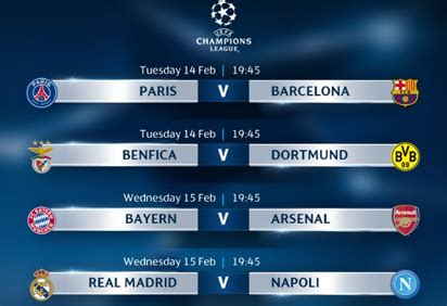 Champions league scores & fixtures. UEFA Champions League: Week 1 Round of 16 fixtures ...