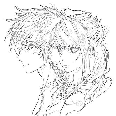 Anime Couple Coloring Page Coloring Pages Mimi Panda