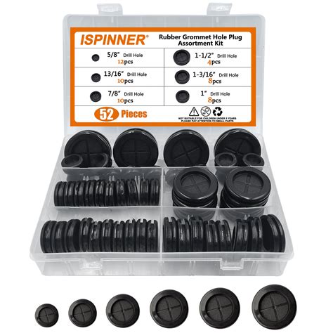 Buy Ispinner 52pcs 6 Sizes Rubber Grommet Double Sided Round Rubber