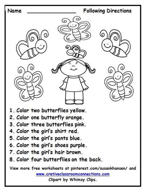 Simple Following Directions Worksheet