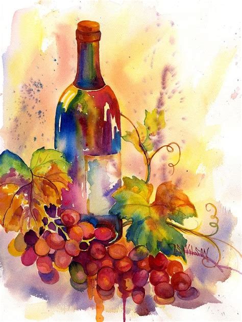 Watercolor Wine By Peggy Wilson Art Info In 2019 Wine Painting