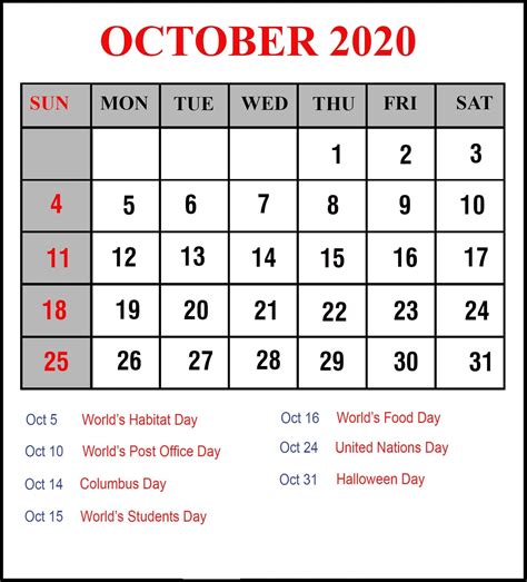 October 2021 Calendar With Holidays Free Resume Templates