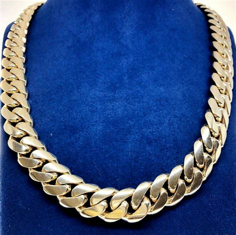 Men S Solid 14 Karat Yellow Gold Cuban Link Necklace Chain 575 Grams