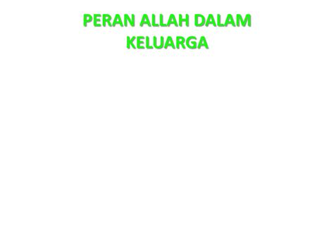 Peran Allah Dalam Keluarga