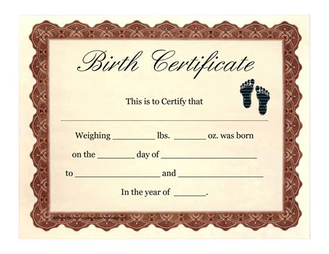 Printable Fake Birth Certificate Template Free Printable Templates