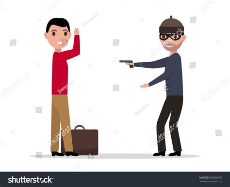 Vector Illustration Cartoon Robber Gun Robbing 스톡 벡터 로열티 프리 Shutterstock