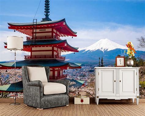 Papel De Pared Japan Fuji Mountain Pagoda Natural Landscape 3d Living
