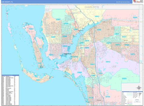 Lee County Fl Wall Map Color Cast Style By Marketmaps Mapsales Com