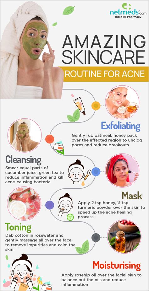 Simple And Effective Skincare Regimen To Combat Acne Infographic