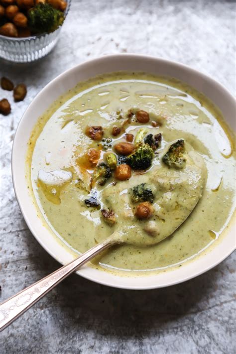 Creamy Vegan Broccoli Soup With Curried Chickpeas Feed Me Phoebe