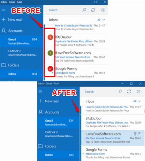 How To Hide Sender Pictures In Email List In Windows 10 Mail App