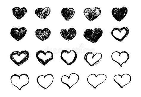 Big Set Of Red Grunge Hearts Design Elements For Valentine Is Day