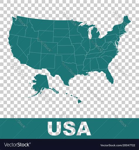 High Detailed Map United States Usa Flat Vector Image
