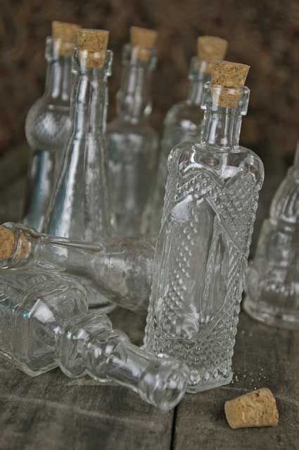 Vintage Glass Bottles With Corks Assorted 5 Inch Set Of 10 Clear