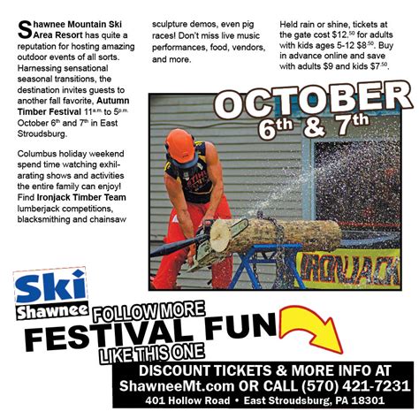 THIS WEEKENDEnjoy The Autumn Timber Festival At Shawnee Mountain October This Week In