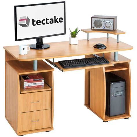 TECTAKE Bureau Design Informatique pour Ordinateur 115 cm x 55 cm x 87 ...