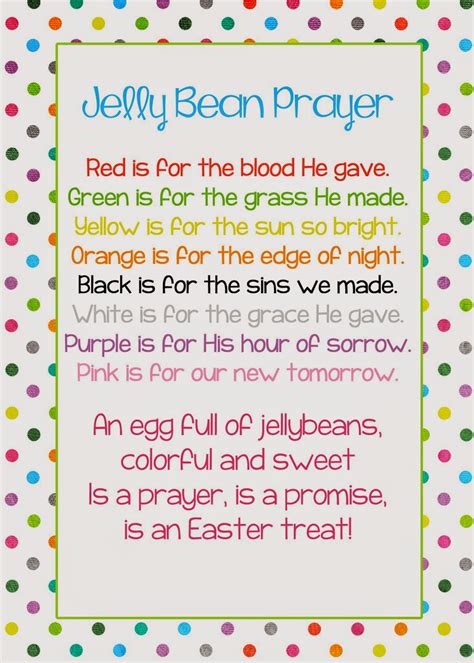 Need an easter dinner prayer to celebrate as a family? A Pocket full of LDS prints: Jelly Bean Prayer poem ...