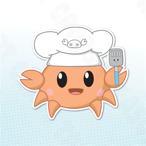 Capt Crabs Chef Sticker Cute Anime Chibi Crab Beach Pirate Etsy