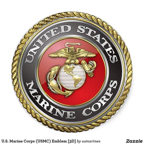 Us Marine Corps Usmc Emblem 3d Classic Round Sticker