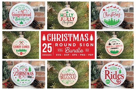 Christmas Round Sign Svg Bundle Vol2 Graphic By Craftlabsvg · Creative